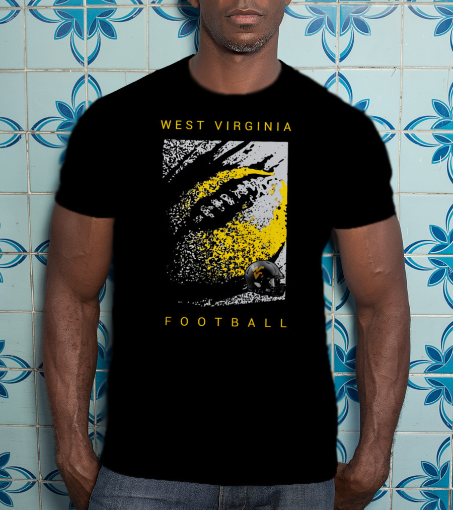 West Virginia Mountaineers Football Helmet And Textured T-Shirt