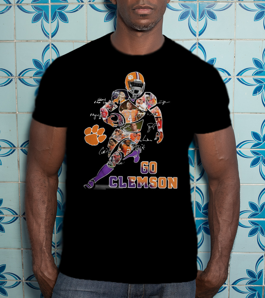 Go Clemson Dog Paw Player Signatures T-Shirt