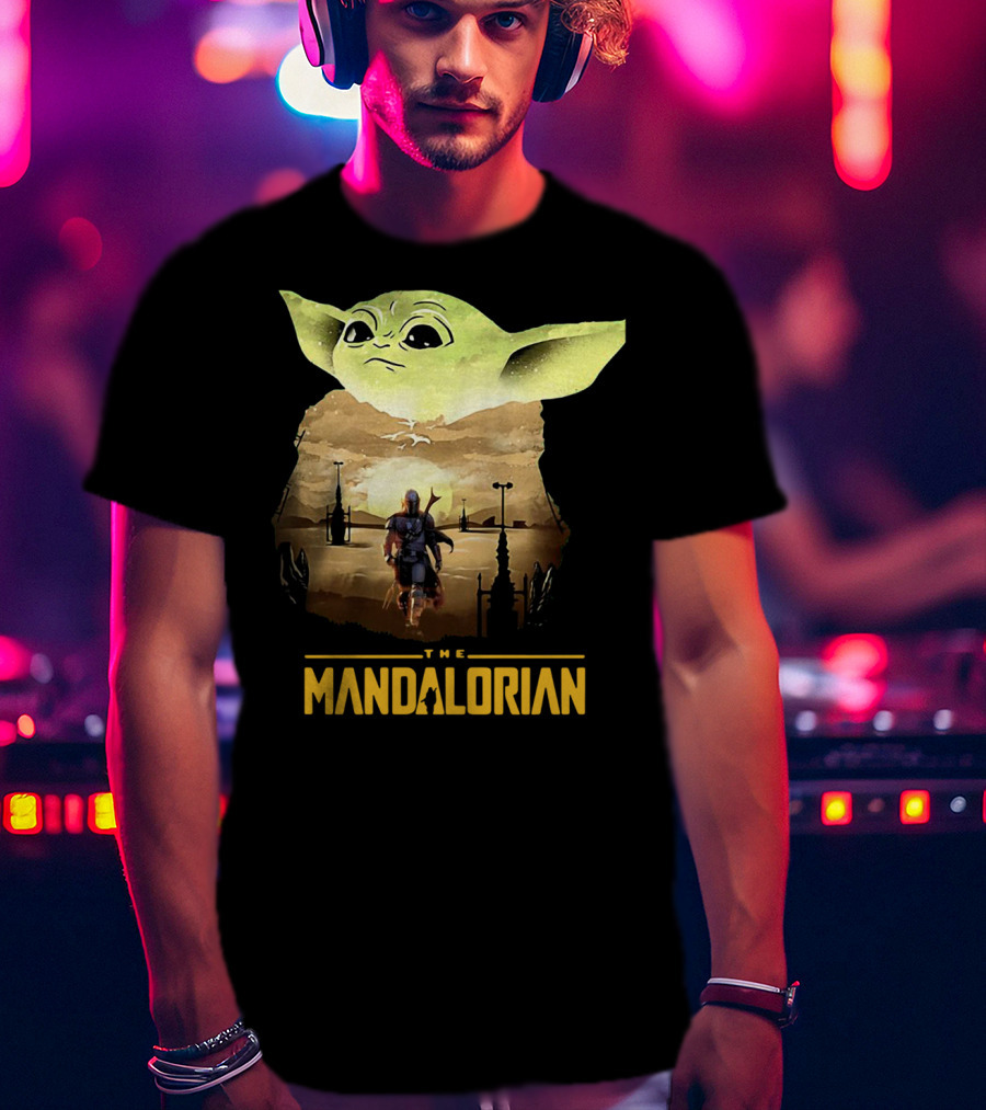 The Mandalorian Baby Yoda Sunset Scene T-Shirt