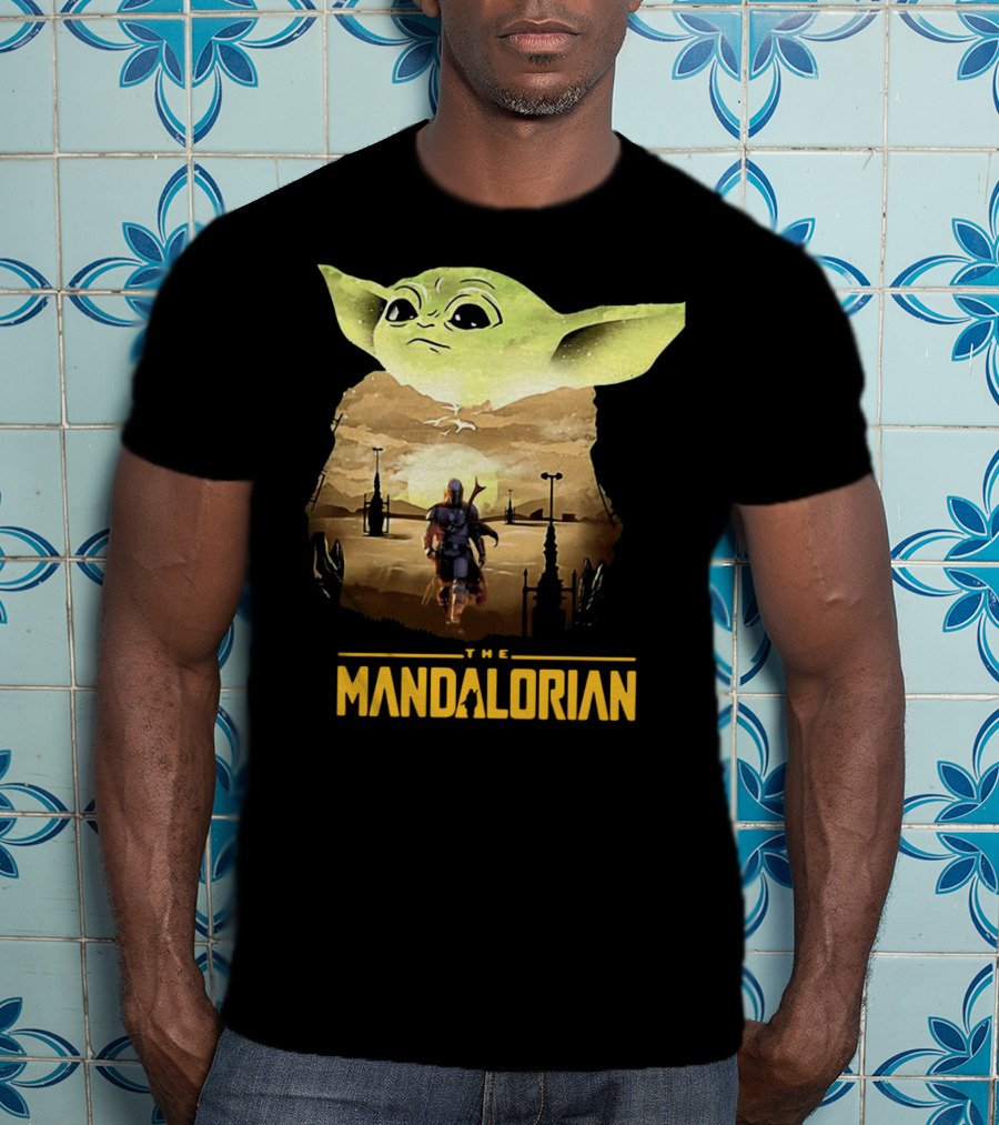 The Mandalorian Baby Yoda Sunset Scene T-Shirt