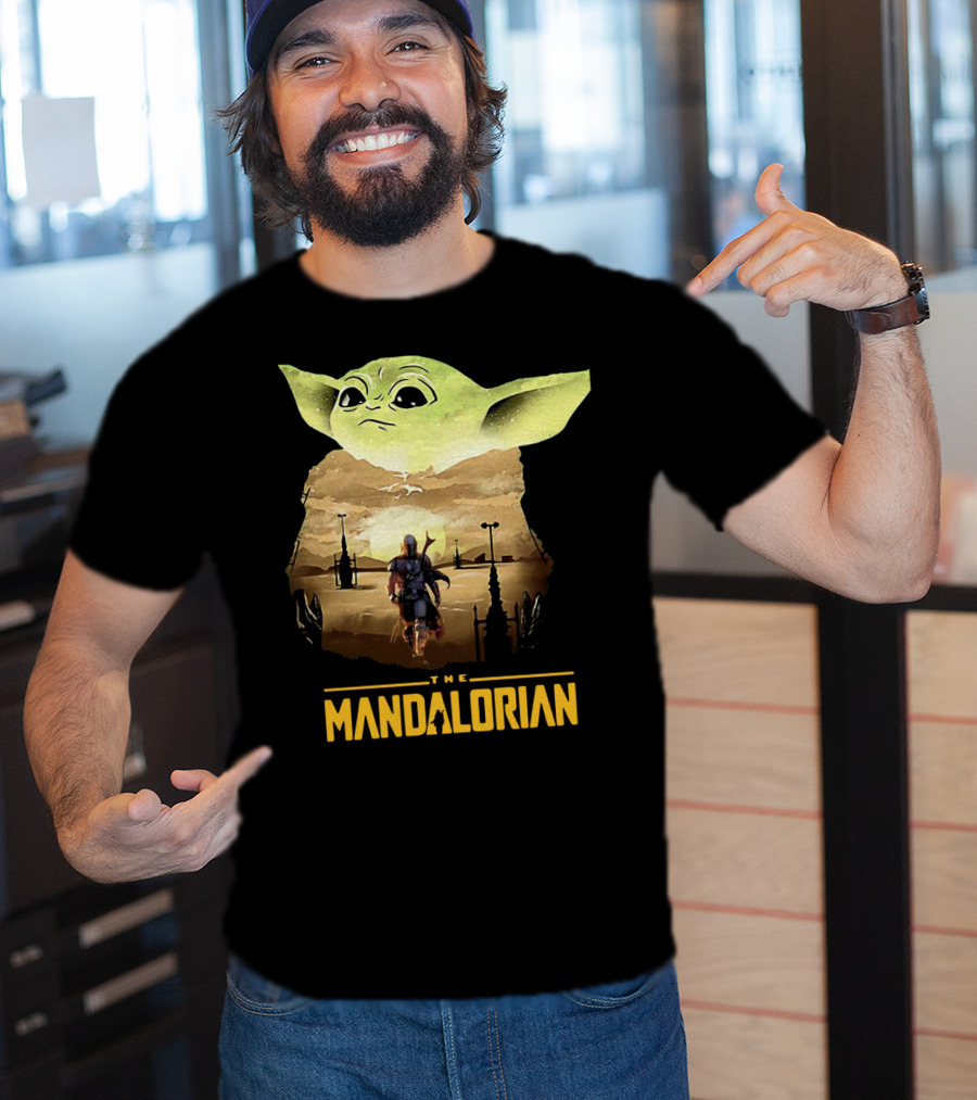 The Mandalorian Baby Yoda Sunset Scene T-Shirt