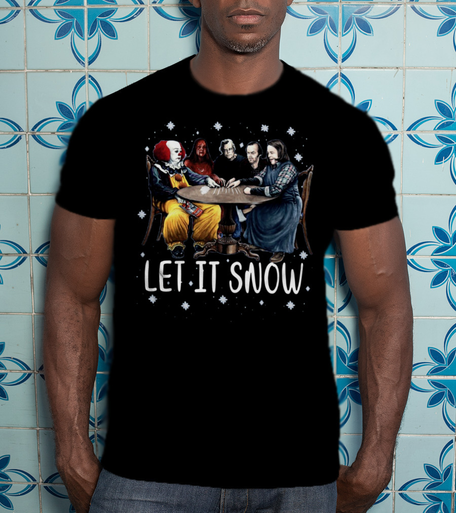 Stephen King Horror Friends Characters Let It Snow Holiday Scene T-Shirt