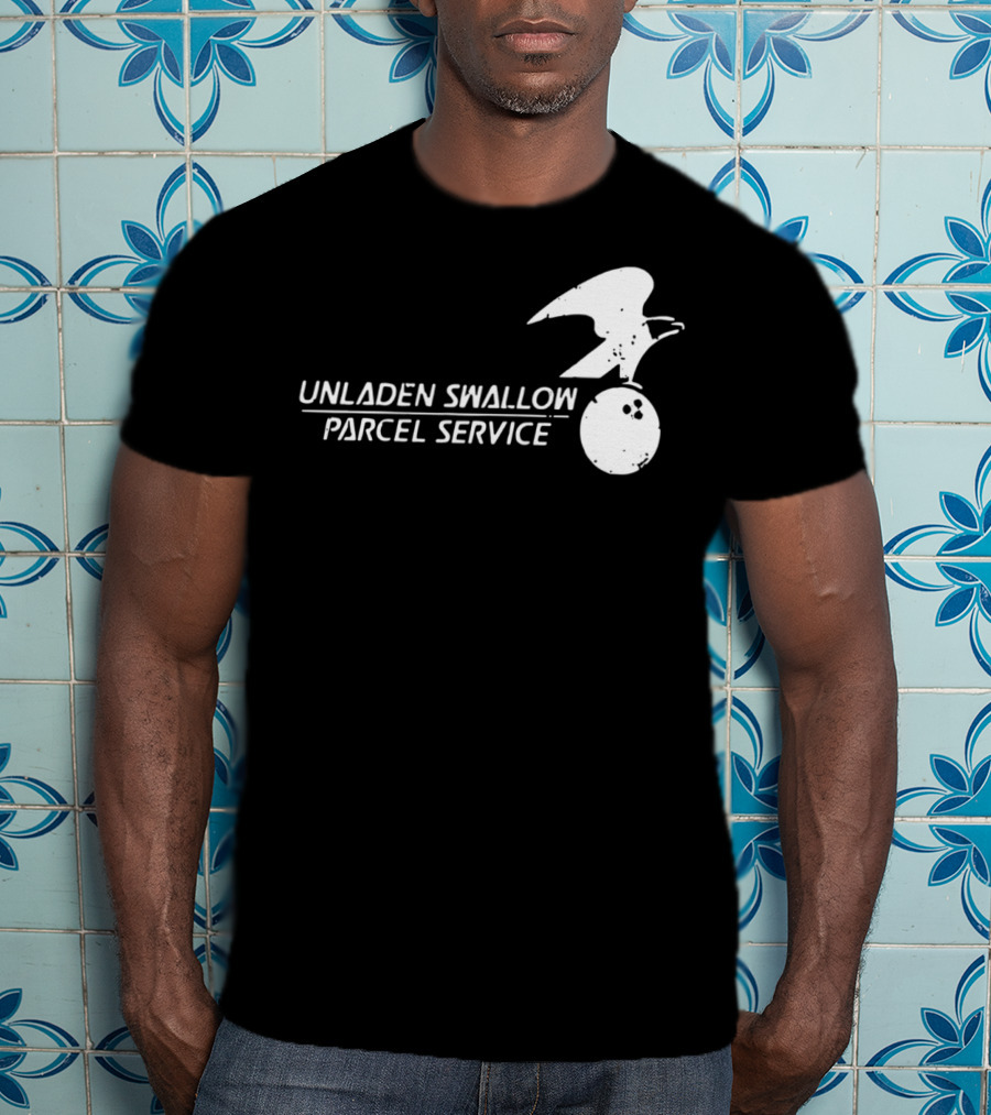 Unladen Swallow Parcel Service Monty Python Bowling Ball Bird T-Shirt