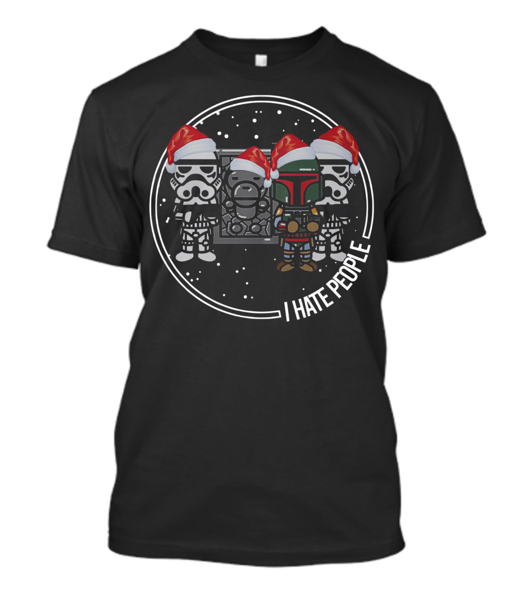 The Mandalorian Boba Fett I Hate People Stormtroopers Santa Christmas T-Shirt