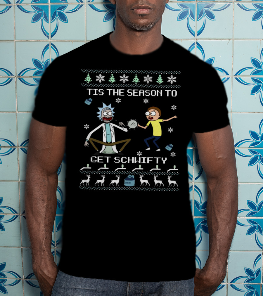 Rick And Morty Tis The Season To Get Schwifty Holiday Ugly T-Shirt