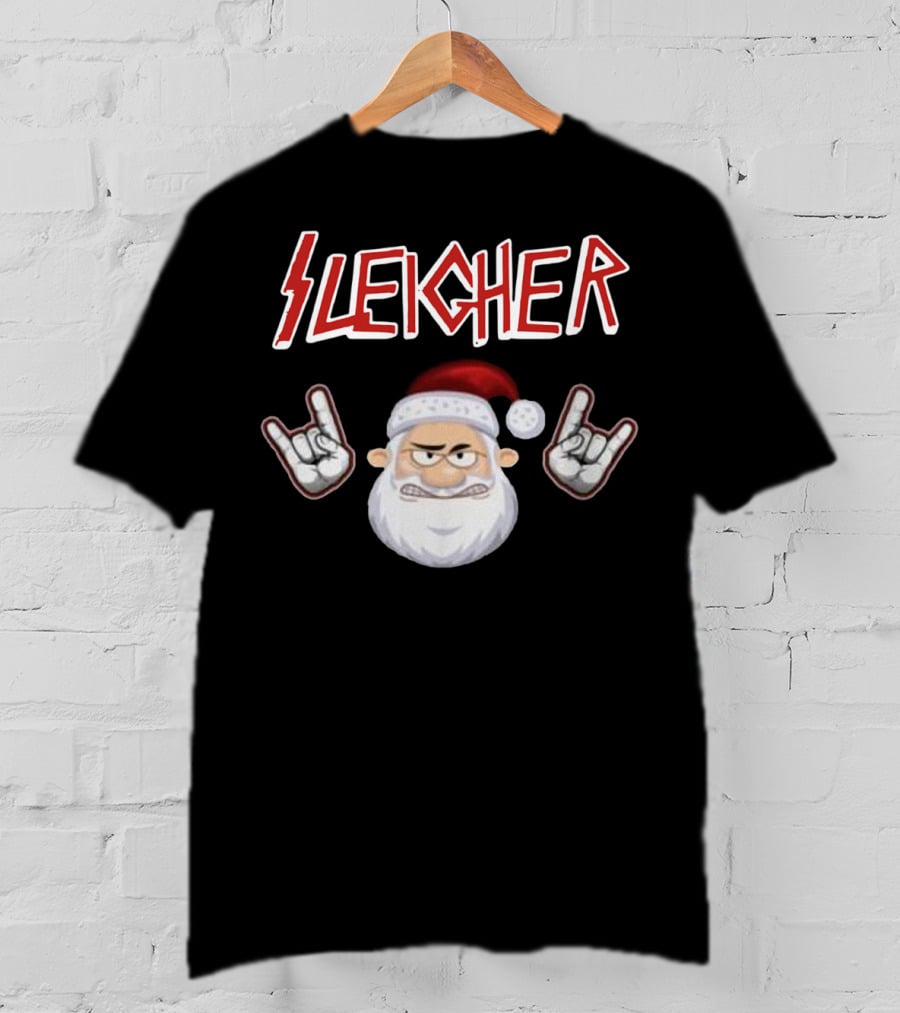 Santa Sleicher Christmas Rock Santa T-Shirt