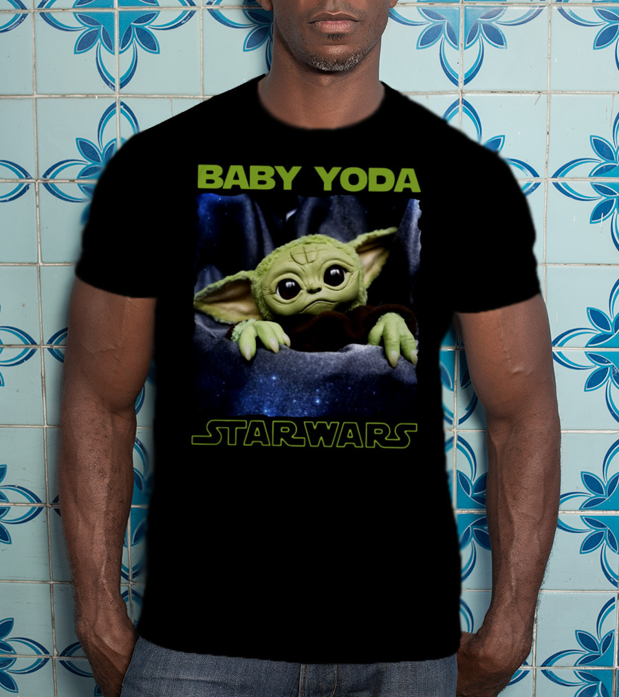 Baby Yoda Star Wars Galaxy Background T-Shirt