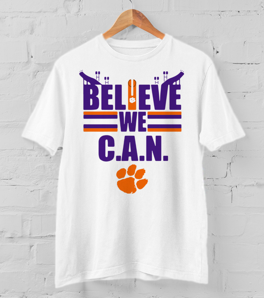 Clemson Tigers Football Believe We C.A.N. Stadium Paw Prints T-Shirt