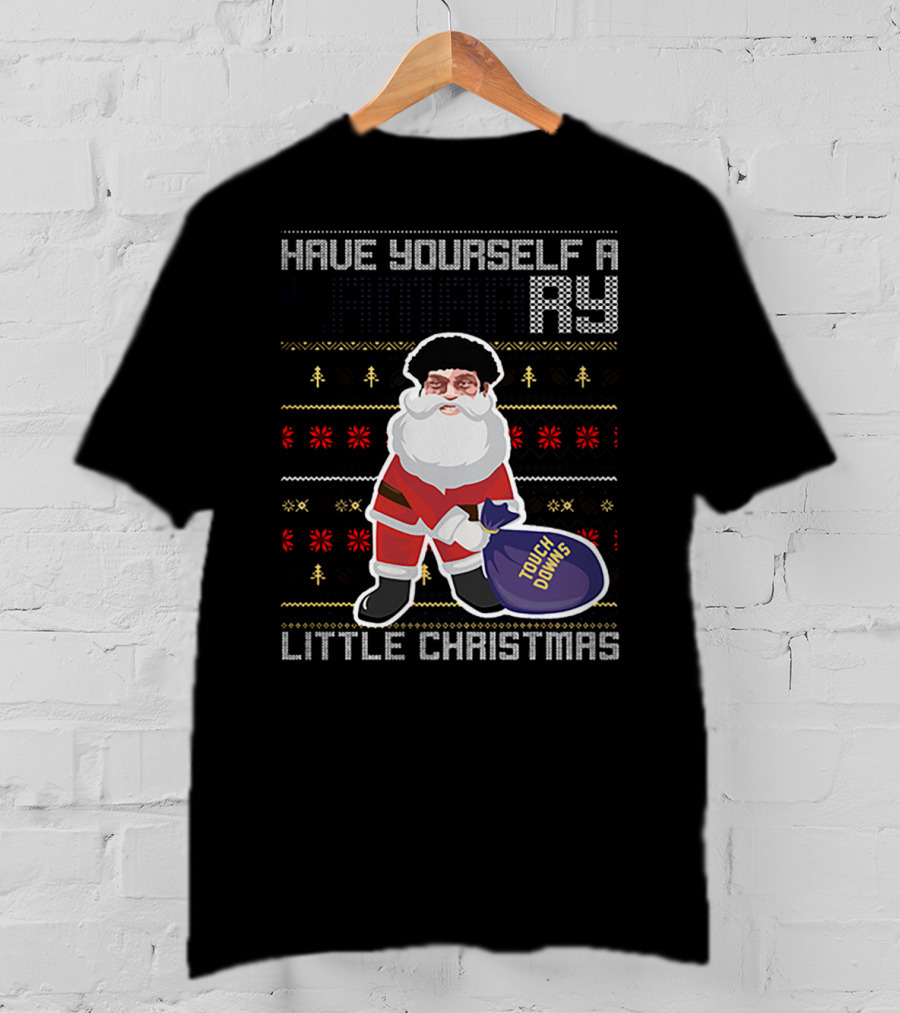 Have Yourself A Merry Little Christmas Touch Downs Santa Bag T-Shirt