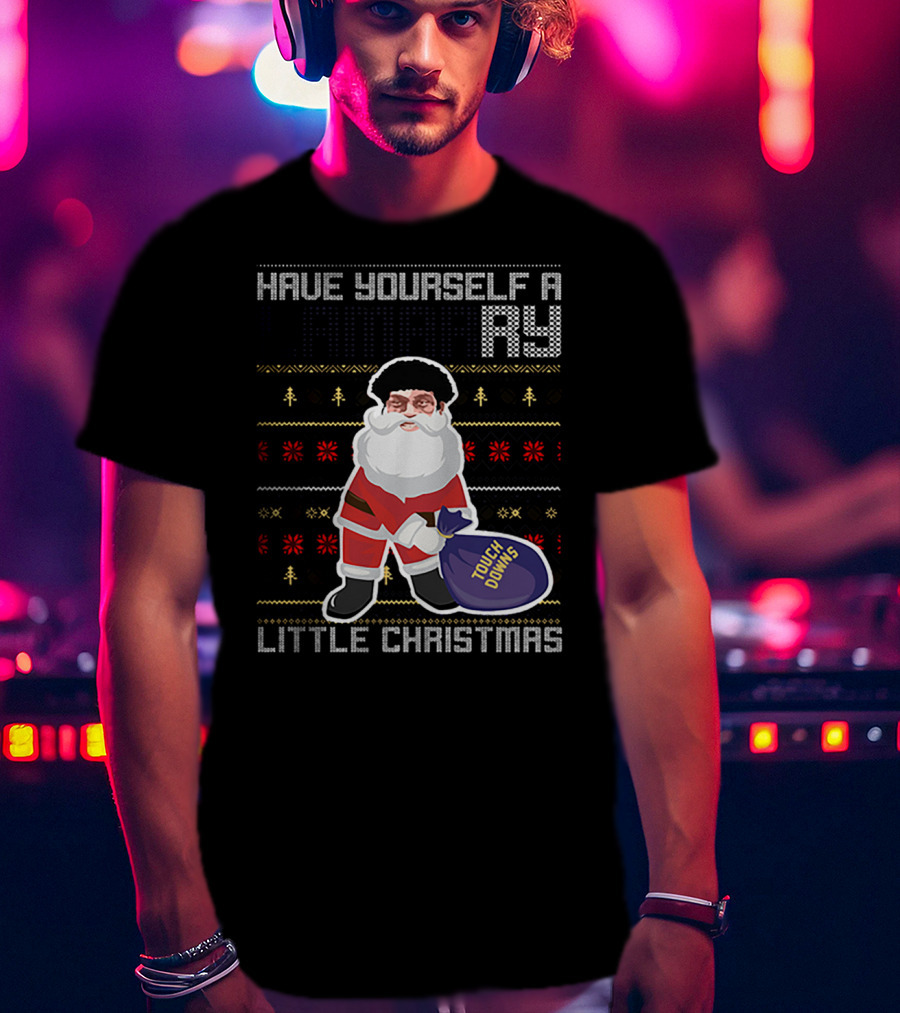 Have Yourself A Merry Little Christmas Touch Downs Santa Bag T-Shirt