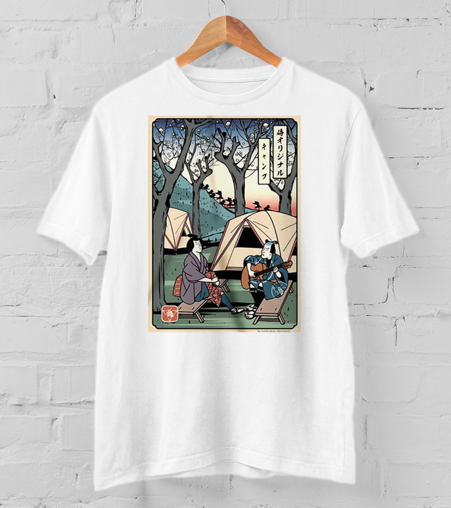 Samurai Original Camping Guitar Playing T-Shirt