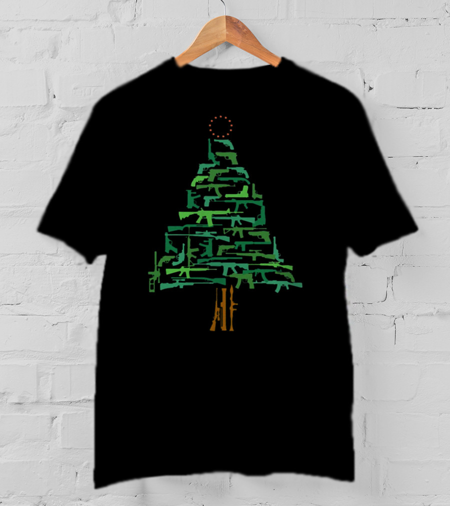 Christmas Tree Made Of Green Guns T-Shirt