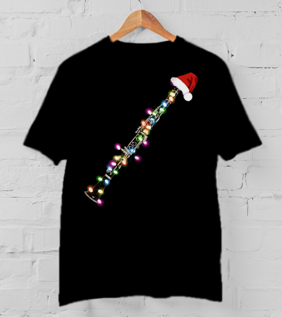 Santa Clarinet With Christmas Lights T-Shirt