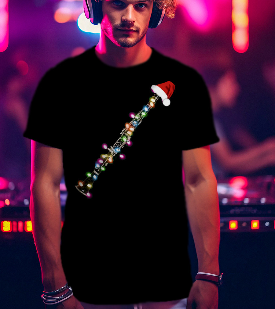 Santa Clarinet With Christmas Lights T-Shirt