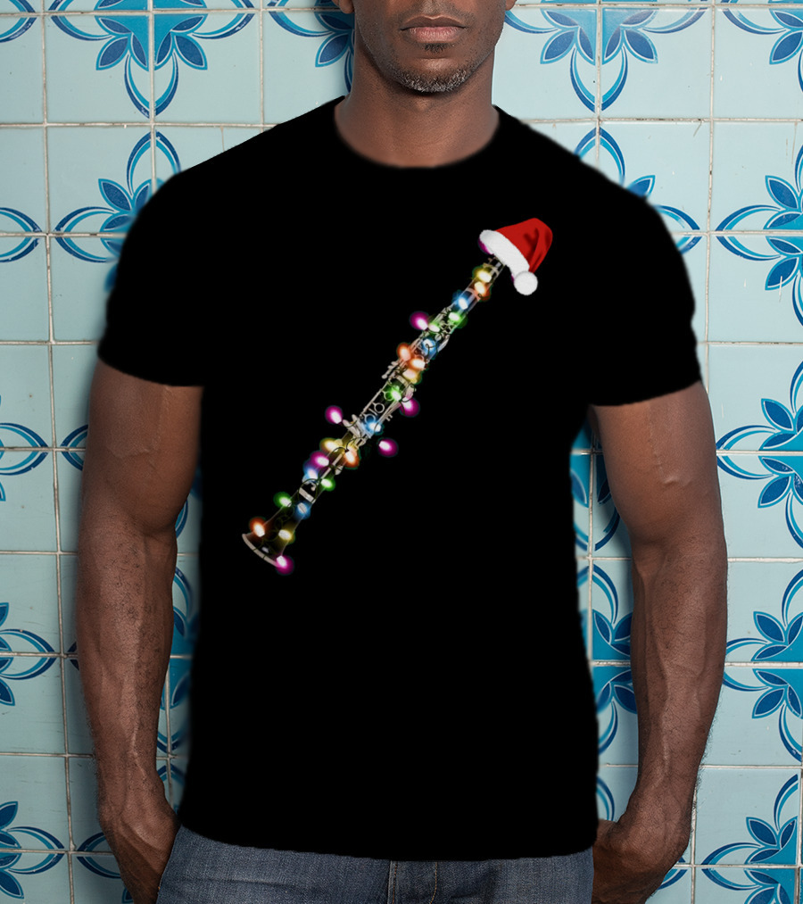 Santa Clarinet With Christmas Lights T-Shirt