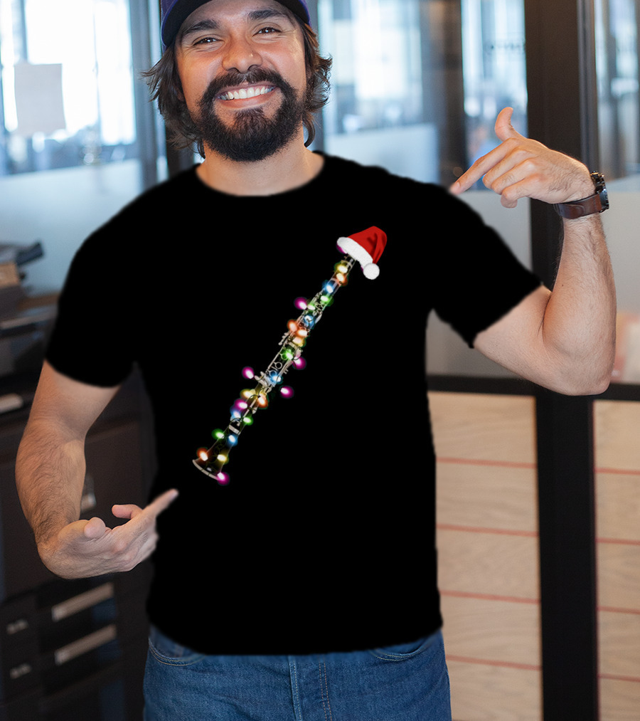 Santa Clarinet With Christmas Lights T-Shirt