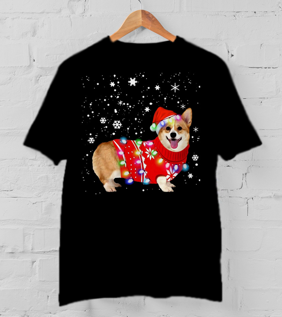 Corgi Lovely Christmas Light Snowflake Holiday T-Shirt