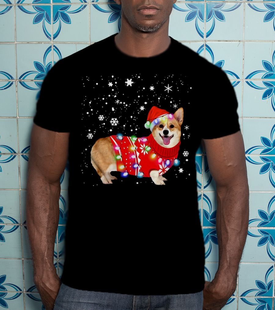 Corgi Lovely Christmas Light Snowflake Holiday T-Shirt