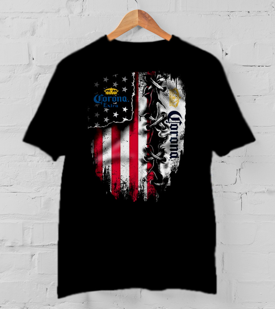 Corona Extra American Flag Fusion With Eagle And Stars T-Shirt