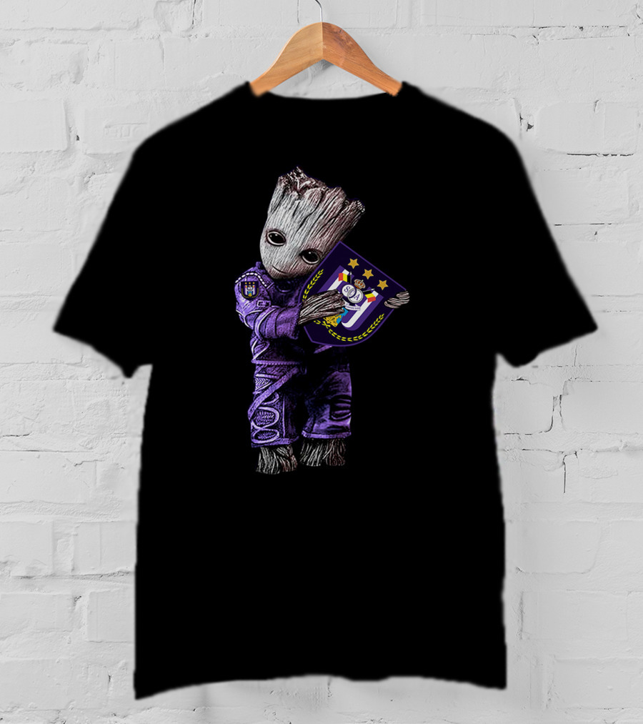 Baby Groot Hugging R.S.C. Anderlecht Emblem T-Shirt