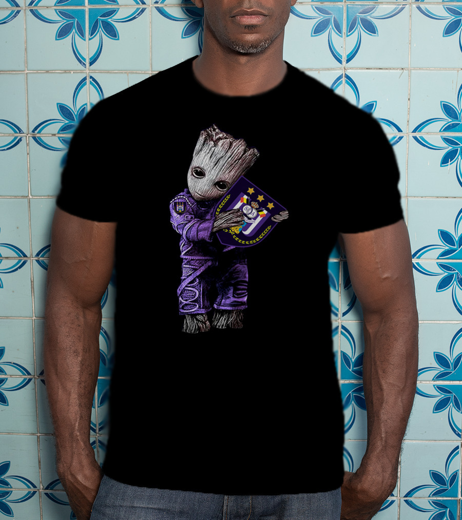 Baby Groot Hugging R.S.C. Anderlecht Emblem T-Shirt