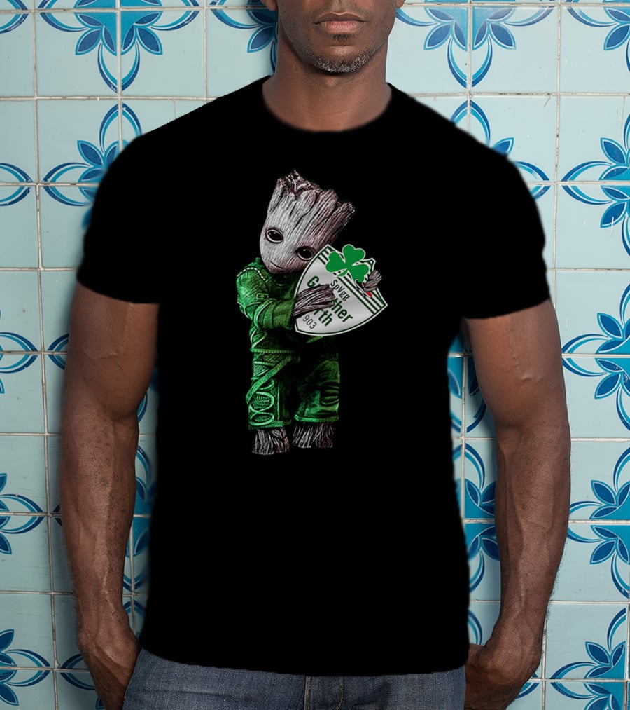 Baby Groot Hugging SpVgg Greuther Fürth Logo 1903 Football Club Emblem T-Shirt