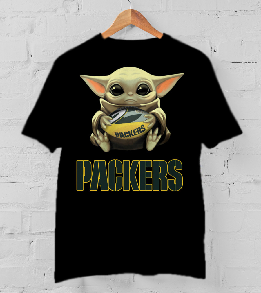 Baby Yoda Holding Packers Football Packers T-Shirt