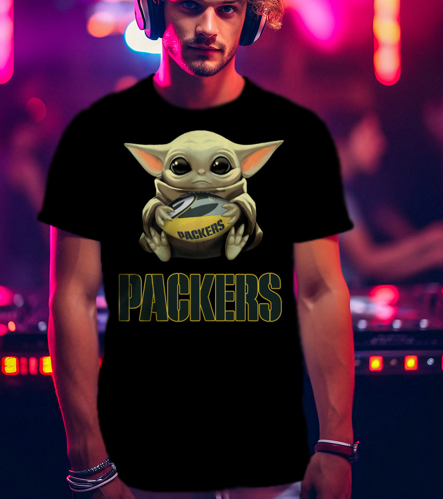 Baby Yoda Holding Packers Football Packers T-Shirt