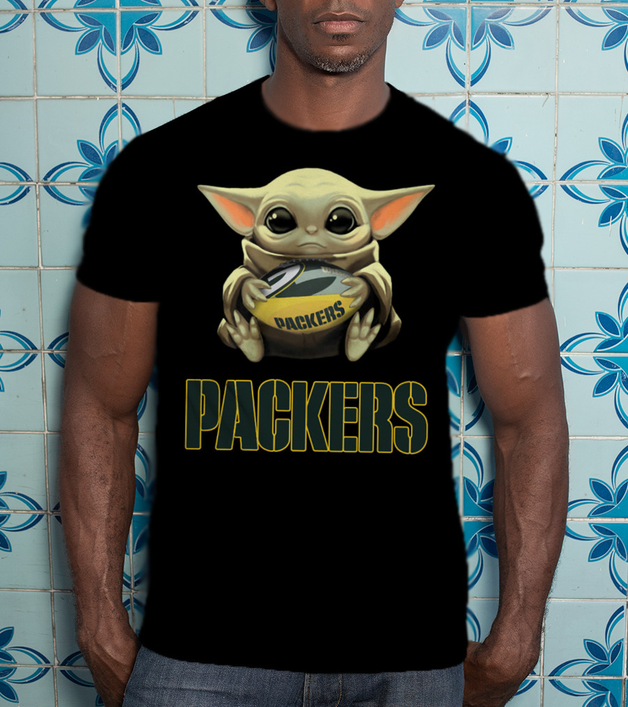 Baby Yoda Holding Packers Football Packers T-Shirt