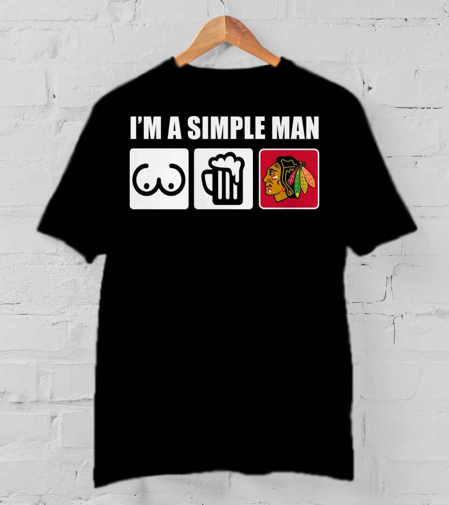 I'm A Simple Man Blackhawks Iconic Symbols T-Shirt