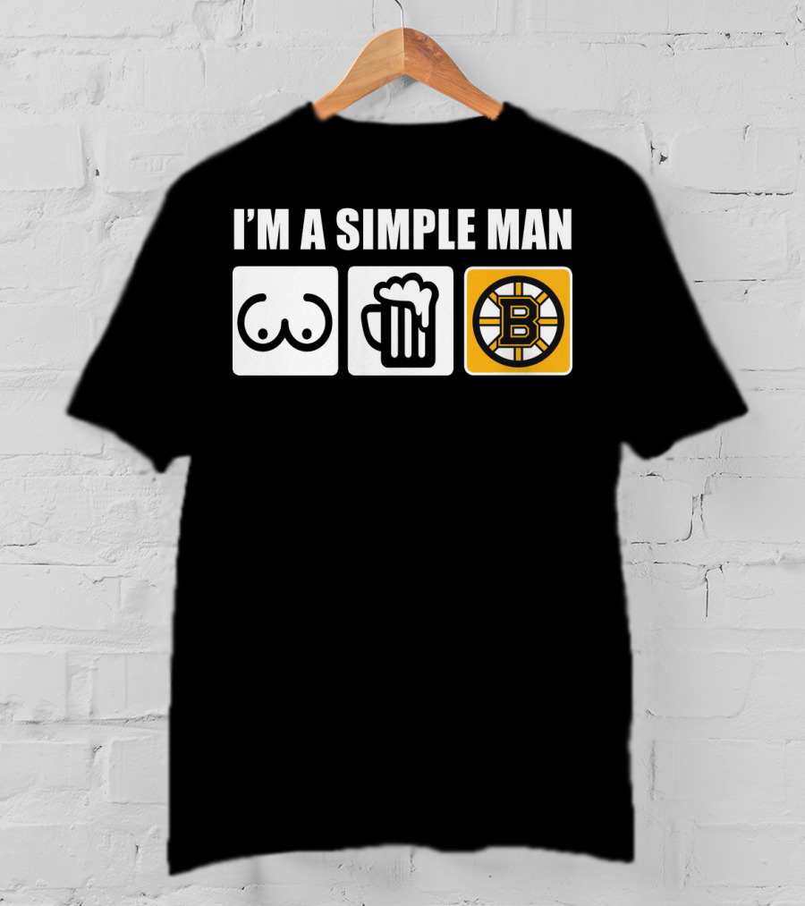 Bruins I'm A Simple Man Icons Brew Beer Logo Hockey Fan T-Shirt