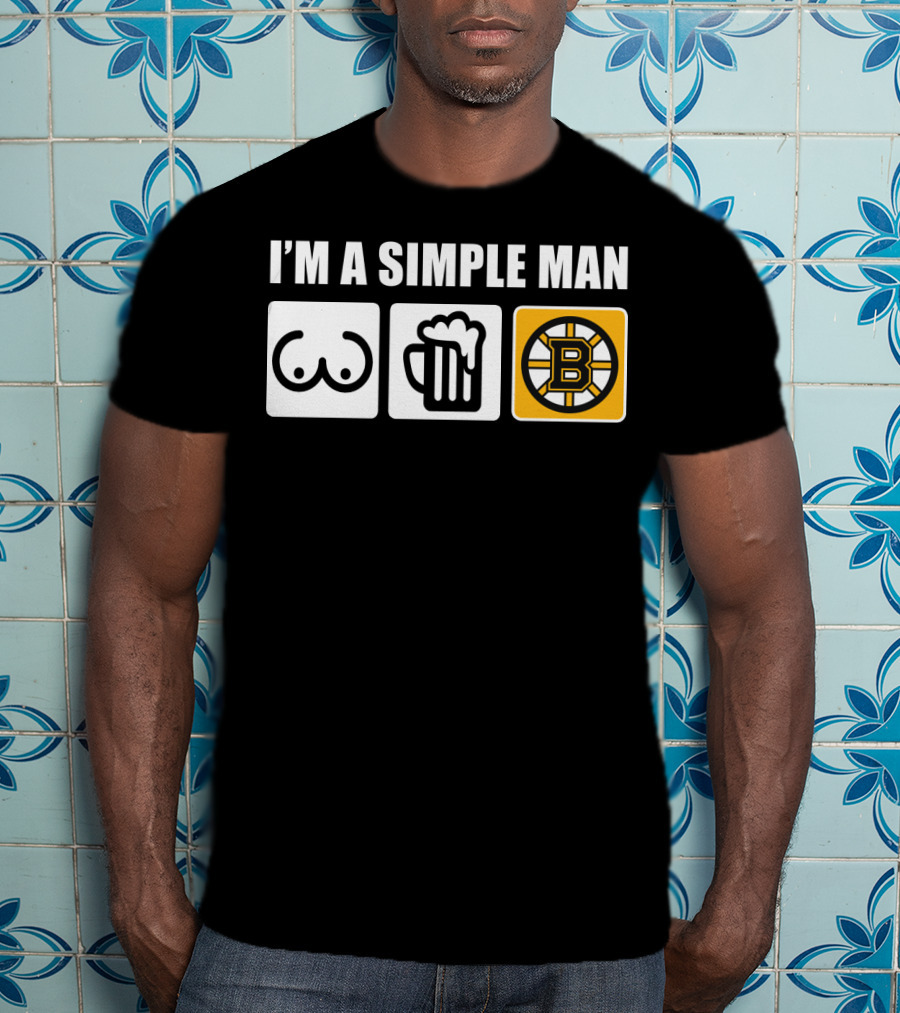 Bruins I'm A Simple Man Icons Brew Beer Logo Hockey Fan T-Shirt