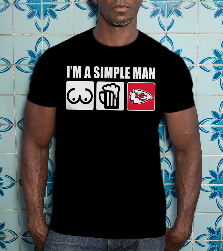 Chiefs I'm A Simple Man Beer And Logo Icons T-Shirt