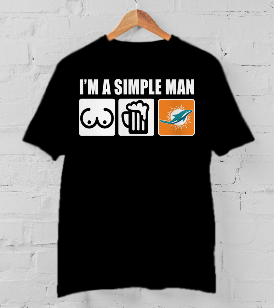 I'm A Simple Man Dolphins Beer Symbols T-Shirt