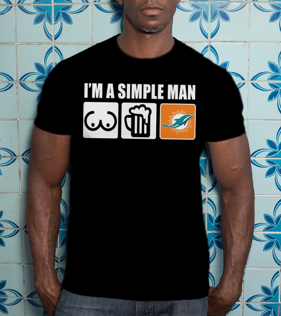I'm A Simple Man Dolphins Beer Symbols T-Shirt