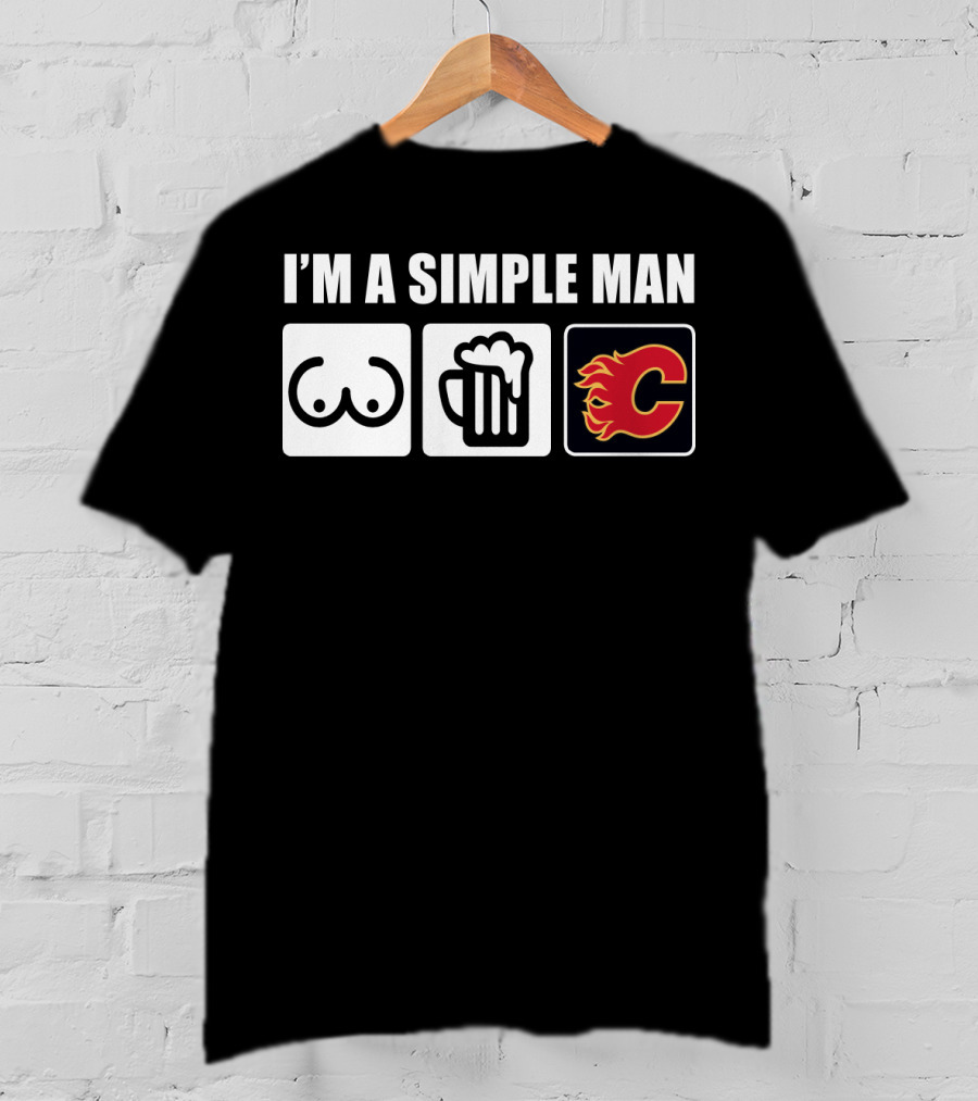 I'm A Simple Man Breasts Beer Flames Hockey T-Shirt