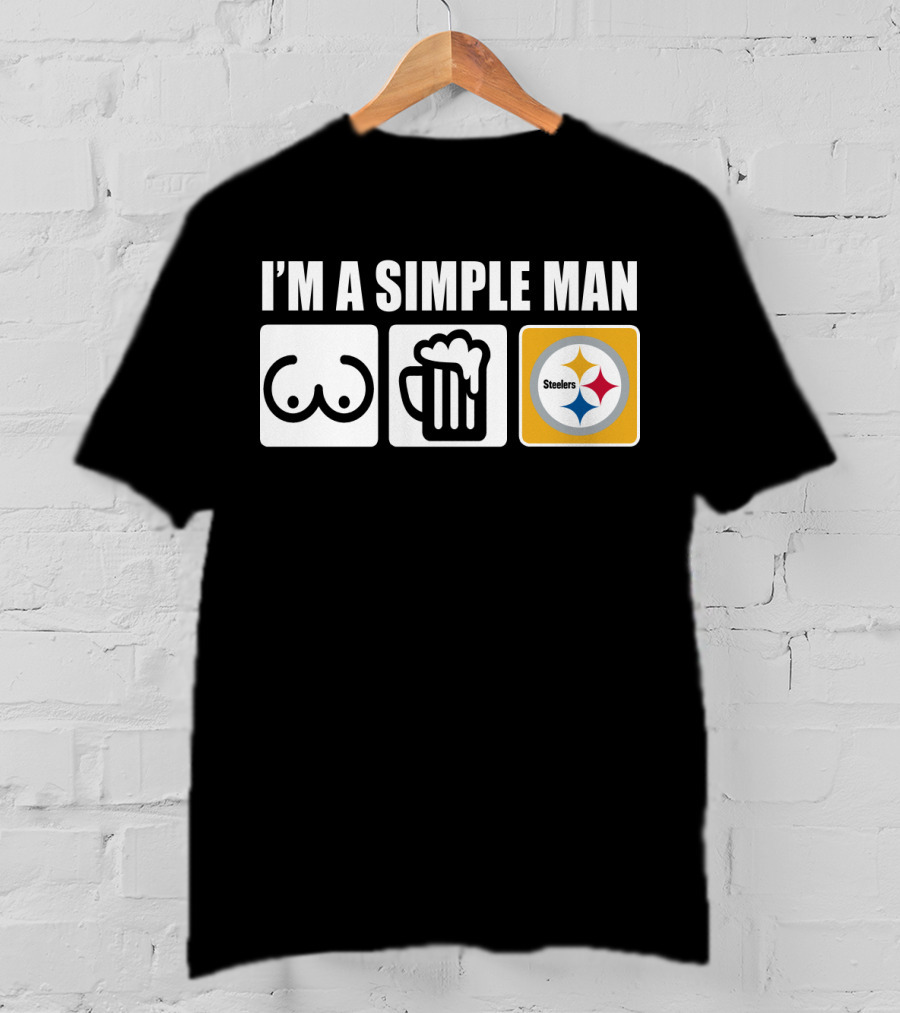 STEELERS I'M A SIMPLE MAN Icons Of Woman Beer Football T-Shirt