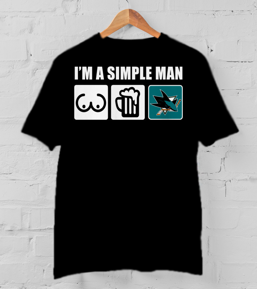 I'm A Simple Man Sharks Beer Hockey T-Shirt