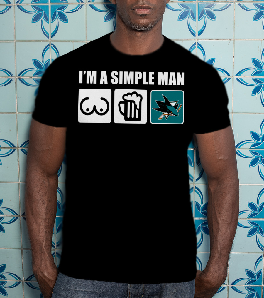 I'm A Simple Man Sharks Beer Hockey T-Shirt
