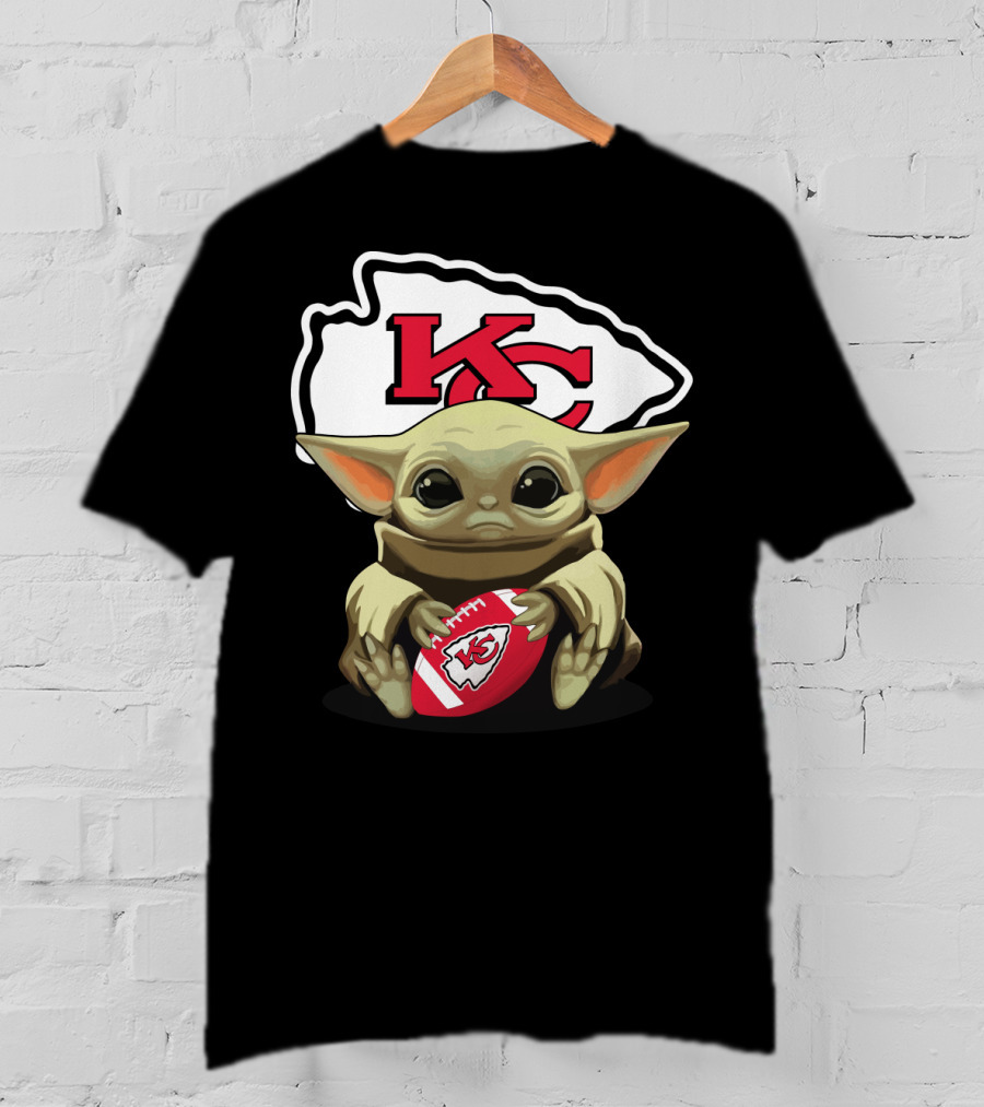 Baby Yoda KC Chiefs Football Fan T-Shirt