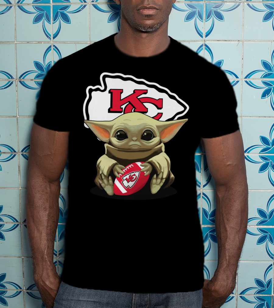 Baby Yoda KC Chiefs Football Fan T-Shirt