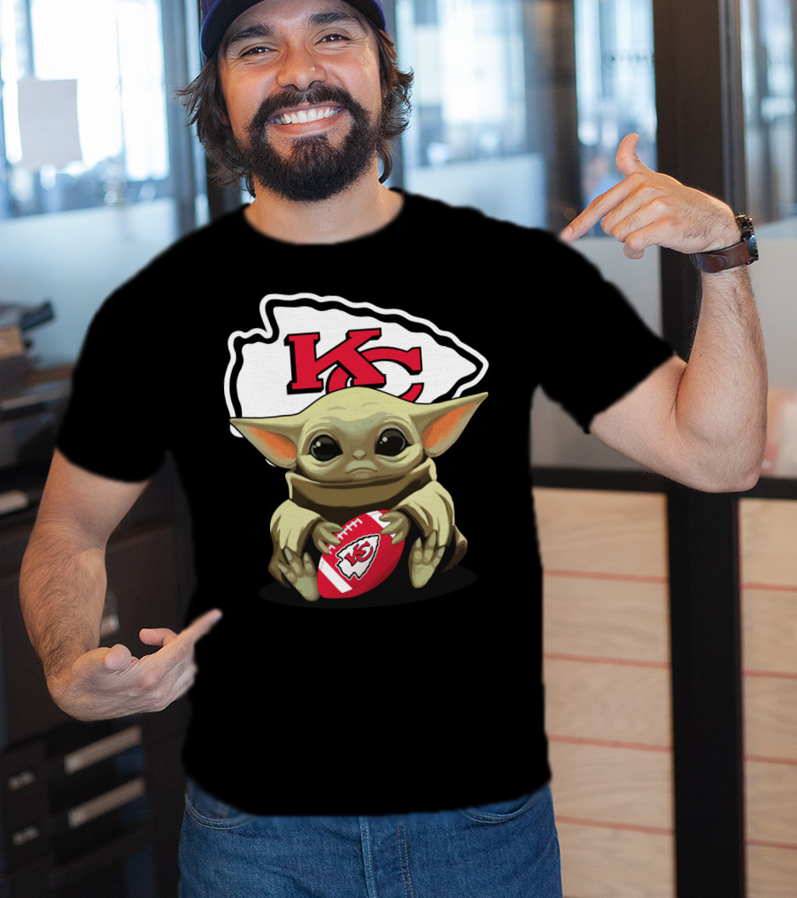 Baby Yoda KC Chiefs Football Fan T-Shirt