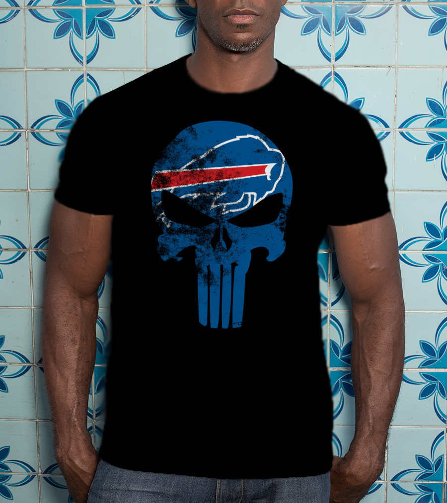 Bills Skull Punisher Logo Buffalo Bills Nfl Symbol T-Shirt