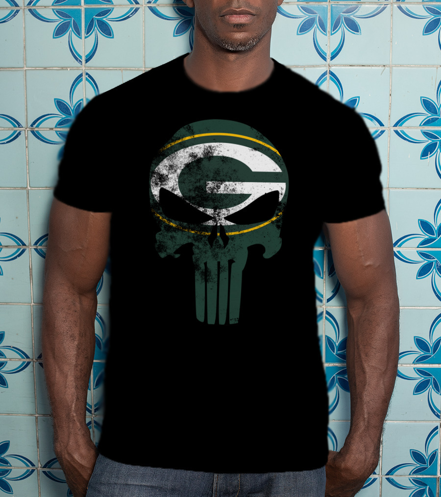 Packers G Skull Punisher Green Bay Football T-Shirt