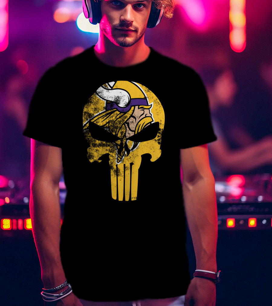Vikings Skull Punisher Crossover T-Shirt