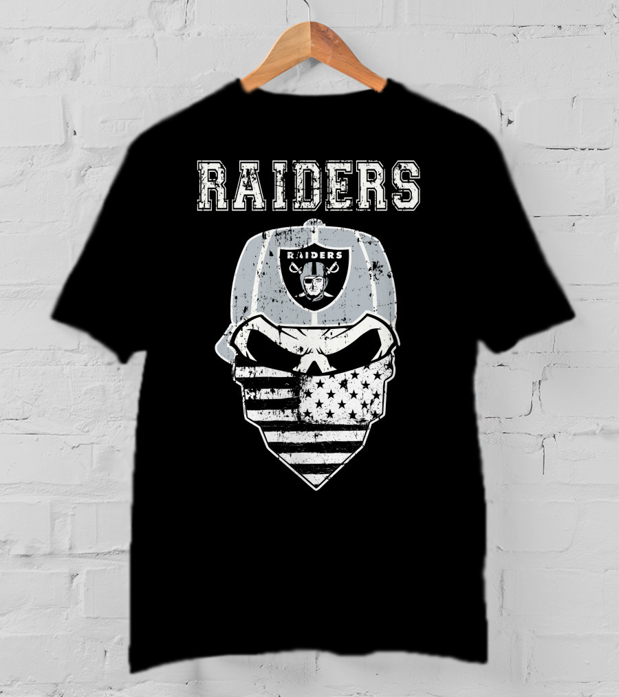 Raiders Skull Bandana American Flag Hat T-Shirt