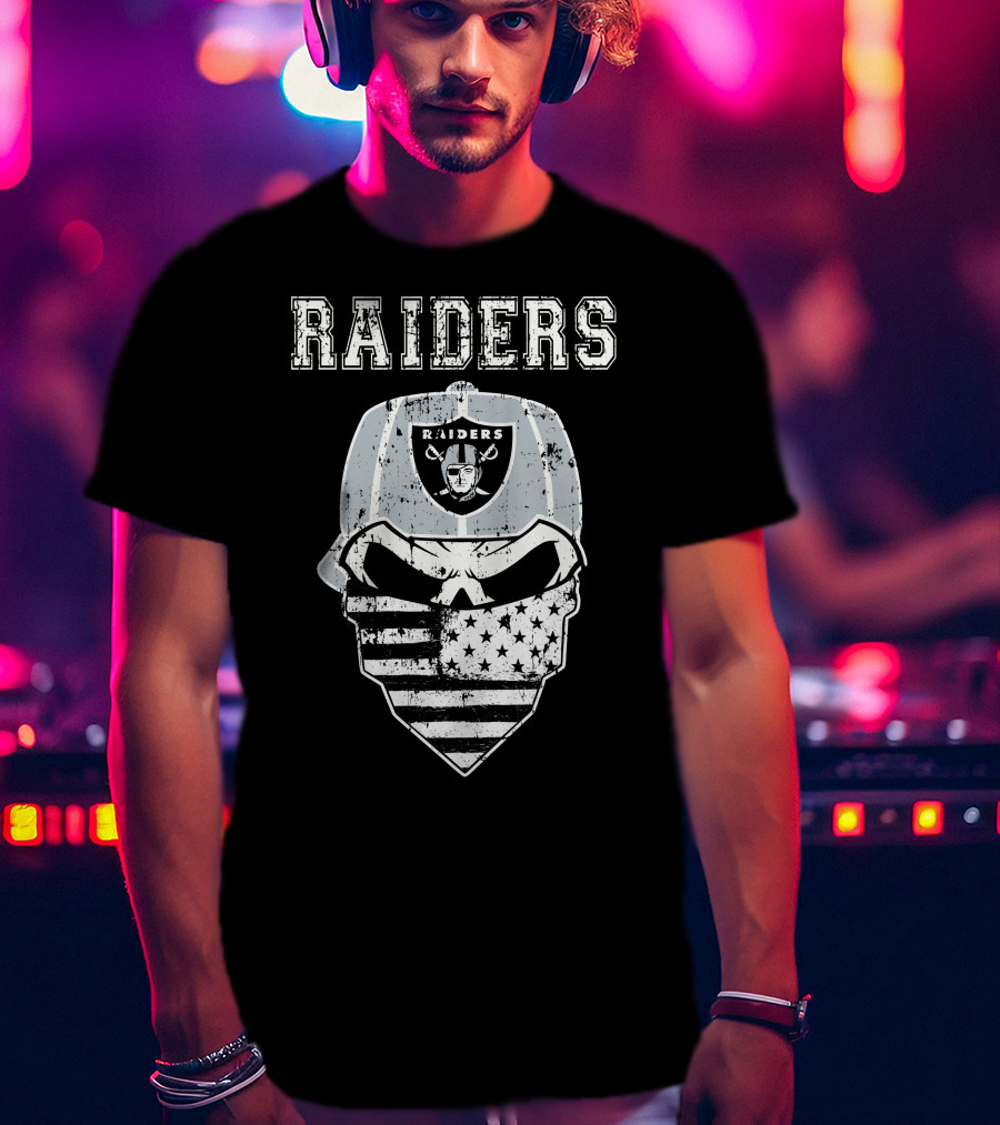 Raiders Skull Bandana American Flag Hat T-Shirt