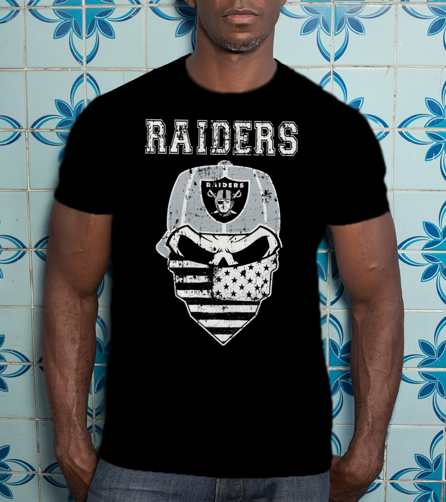 Raiders Skull Bandana American Flag Hat T-Shirt