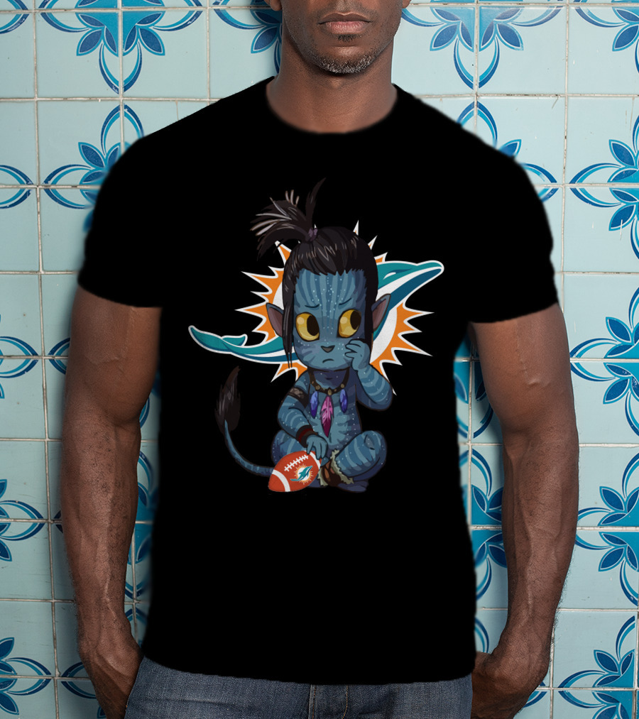 Miami Dolphins Avatar Crossover Football Character T-Shirt