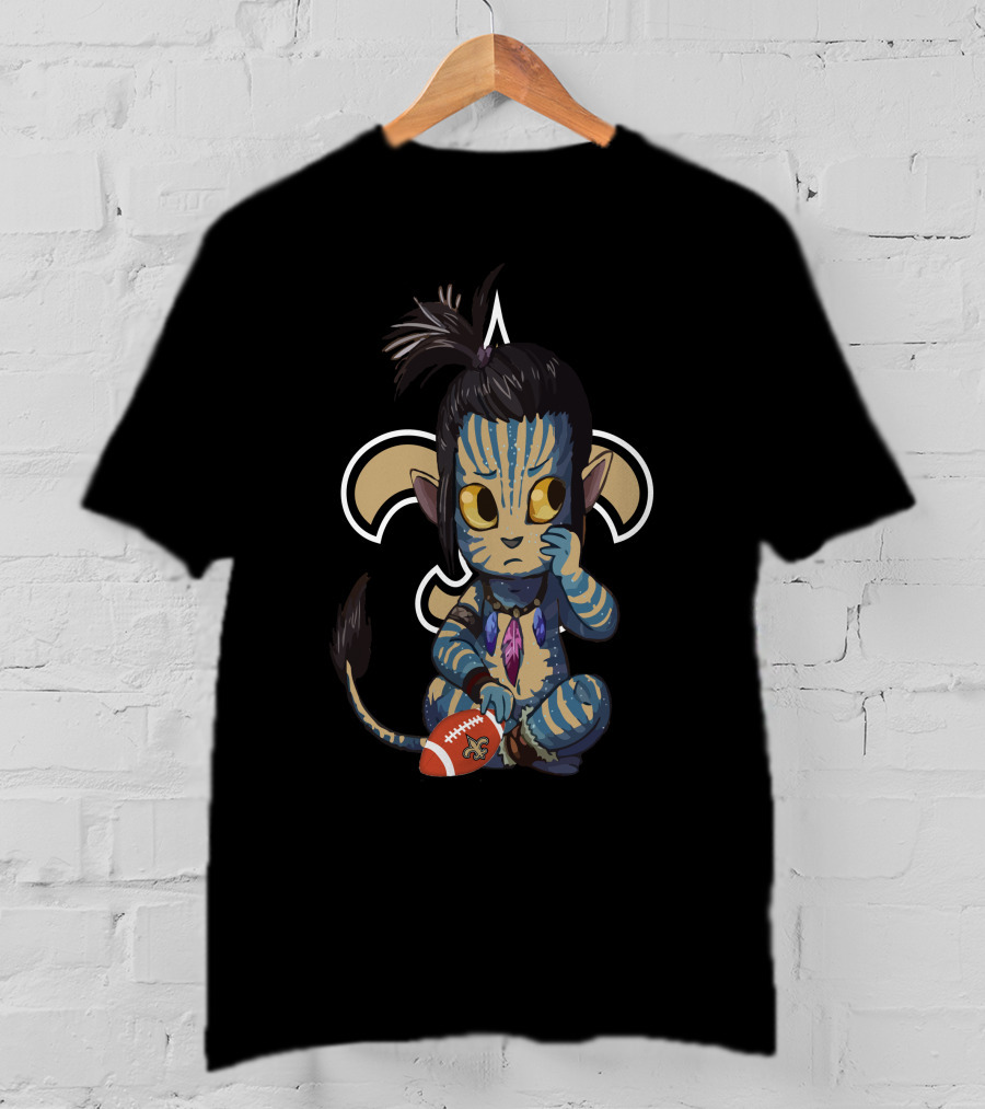 Avatar Saints Chibi Character With Football And Fleur-de-Lis T-Shirt
